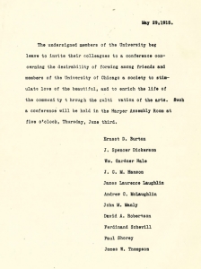 Faded typewritten letter signed by University of Chicago faculty members